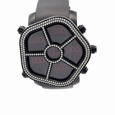 Jacob & Co Mens Ghost Quartz Diamond Watch With Steel Case and Rubber Strap