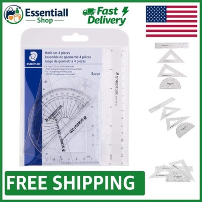 Complete 4-Pc Geometry Kit for Students: Precision Tools in Portable Wallet