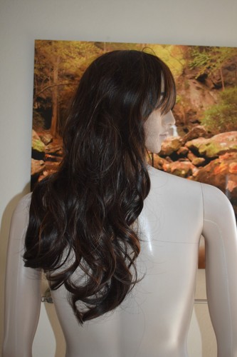 Sexy Damen Herren lange braune gewellte Haare Trans Hong Sissy Femboy Kostüm Perücke + Kappe - Bild 6 von 10