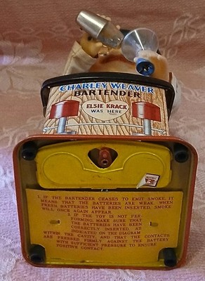 野村トーイ　Charley Weaver バッテリー式バーテンダー　完動品 Vintage 1960s Rosco Charlie Weaver Bartender Mechanical Battery