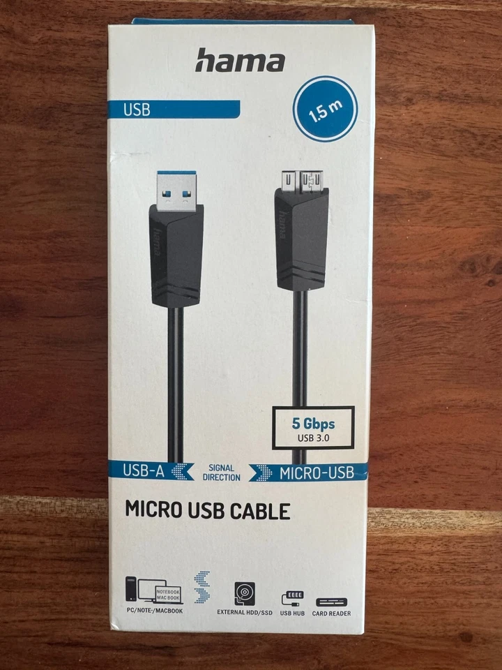 Hama, Anschlusskabel, Micro-USB-Kabel, USB 3.0, 5 Gbit/s, 1,50 m, 00200627 - Bild 2 von 3