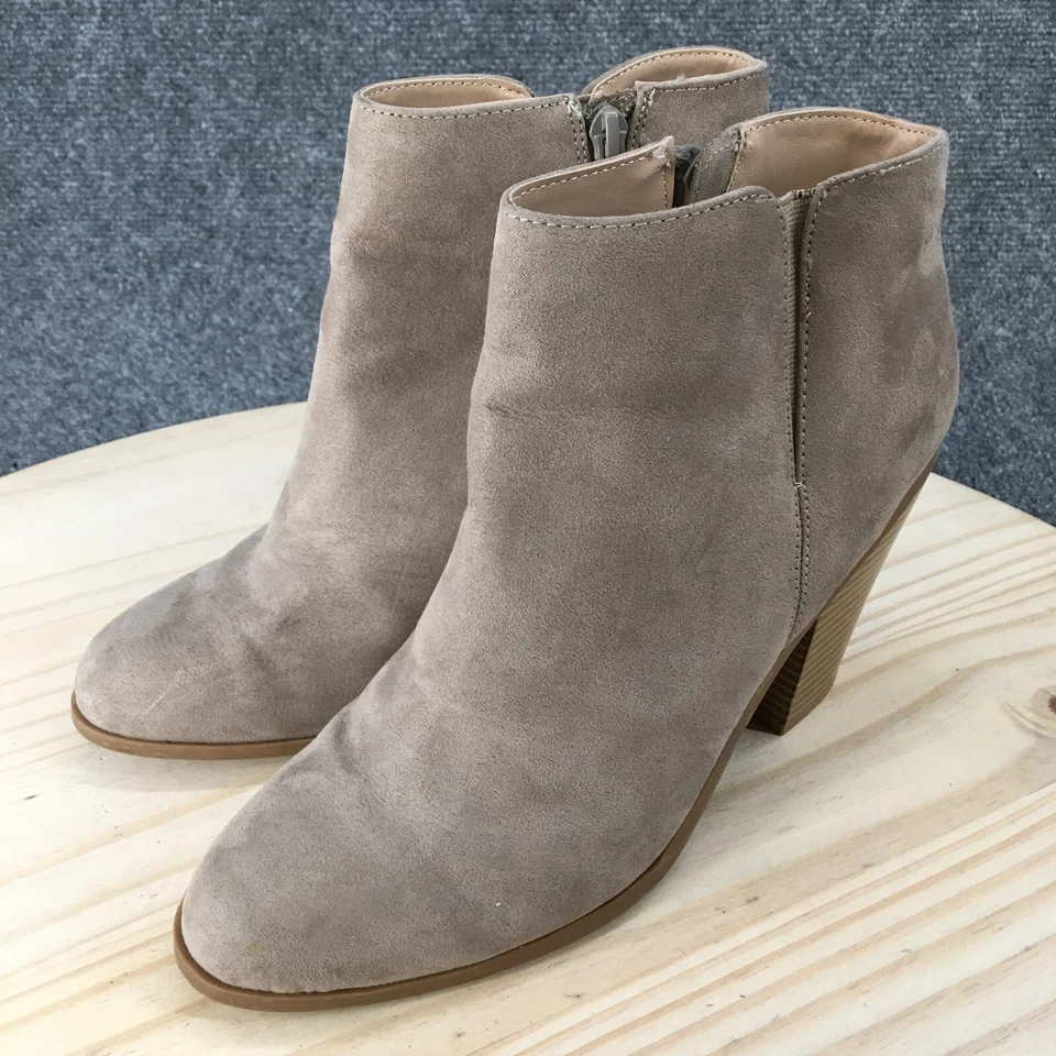 Banana Republic Botas Mujer 9 Botines Gris Taupe Tacones Bloque Informales Cremallera Foto 3 de 4