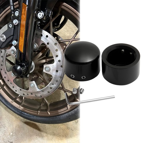 Black Thick Cut Front Axle Cap Nut Cover For Harley Touring Road Glide King Dyna
