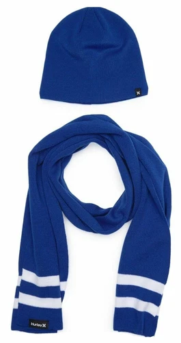 NWT Hurley Men's Blue Winter Beanie and Scarf Set