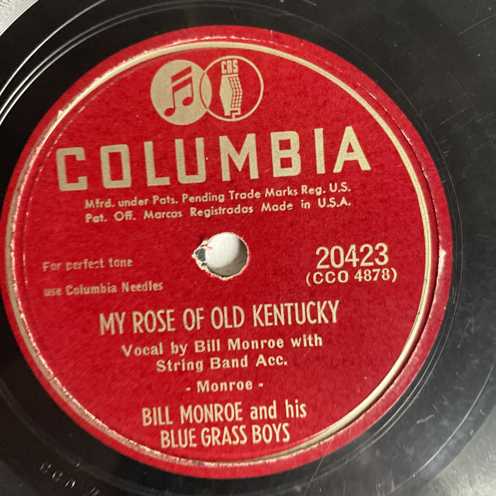 10" 78 RPM-Bill Monroe-Sweetheart You Done Me Wrong/My Rose of Old Kentucky