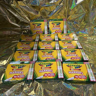 US Crayola Markers Assorted Colors #58-7750 Bonus Pack 12 Box 10 + 2 Bonus Neon 