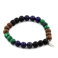 Steine Und Mineralien. Armband Perlen Lapis Lazuli + Malachit + Matte Onyx +
