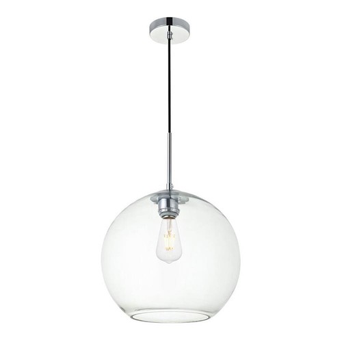 Living District Baxter 1-Light Metal Pendant in Chrome & Clear - Picture 1 of 3