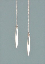  IAJ 925 STERLING SILVER LONG MARQUISE w/ CUT-OUT Ear Threads Threader Earrings