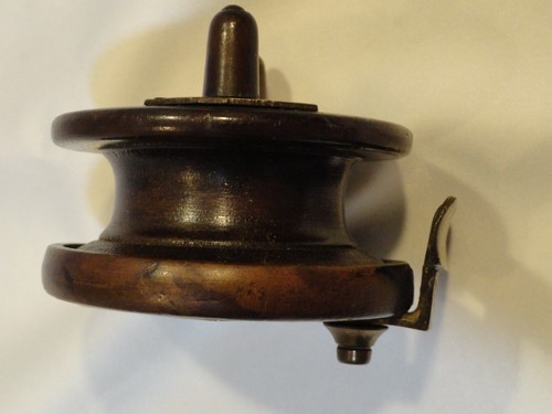 Rare ANTIQUE Fly Fishing Reel S ALLCOCK & CO Wood & Brass REDDITCH ENGLAND - Picture 9 of 11