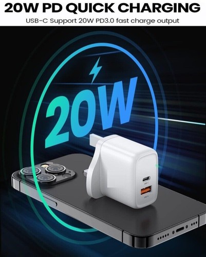 Para Apple IPHONE 16 15 14 13 Pro Max Pared Cargador Adaptador 20W Fast Enchufe - Imagen 11 de 25