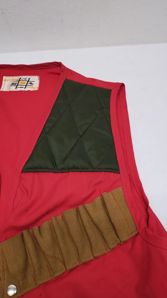 Vintage Western Trails Shooting Vest Men's Size Medium Red Padded Shoulders USA - Image 3 of 4