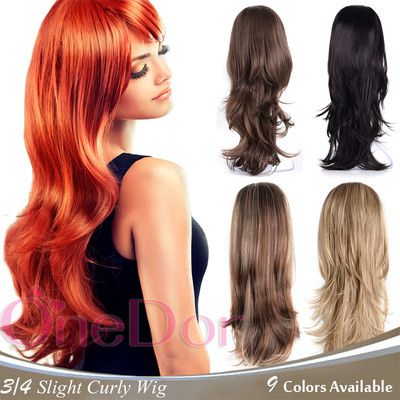 OneDor 22'' Slight Wavy 3/4 Head Japanese Synthetic Premium Hair Wig with Combs