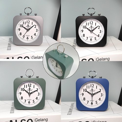 Stylish and Quiet Bedside Alarm Clock Modern Square Design Analog Dial