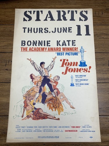 Tom Jones! (1963) Original 63/232 US Window Card Movie Poster 14x22 CV JD