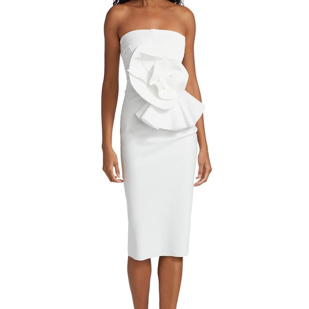 Chiara Boni La Petite Robe Hebe Strapless Ruffle Sheath Dress $695 size  36