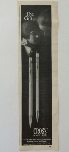 Stylo croix vintage années 70 rempli or 12 carats 1975 magazine annonce imprimée noir et blanc - Photo 1/2