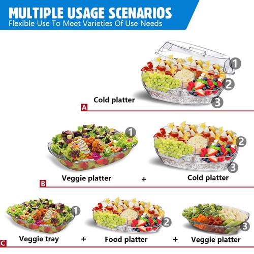 Fruit Trays For Serving For Party 15 Inch Appetizer Serving Tray On Ice Party Pl - Picture 7 of 7