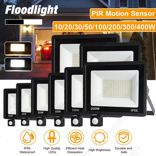 LED Floodlight Motion Sensor 30W-200W Security Outdoor PIR Flood Light Garden