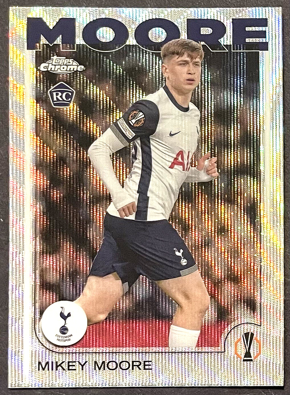 Mikey Moore WAVE REFRACTOR RC #199 2024-25 Topps Chrome UEFA Club Tottenham