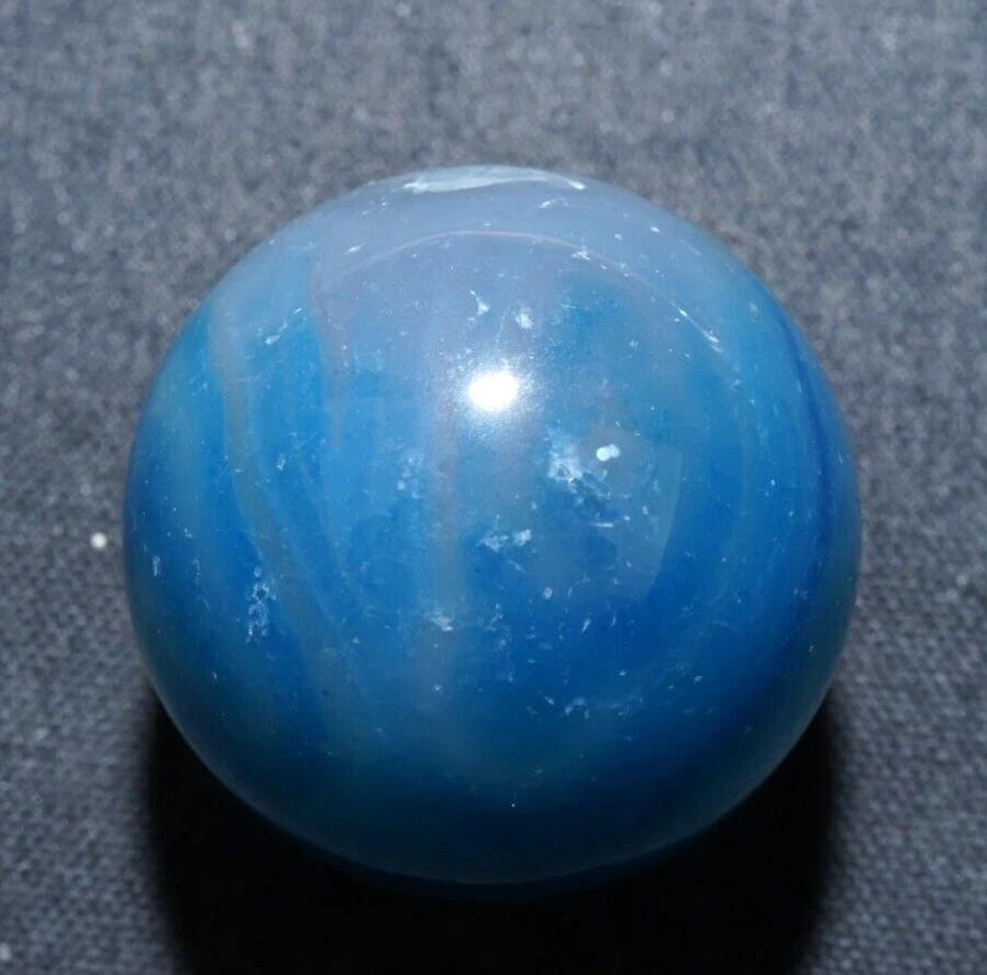 31/32" Marble Blue Banded Agate Vintage Hand Ground Bullseye Dyed Mint  Mar633 - Image 4 of 4