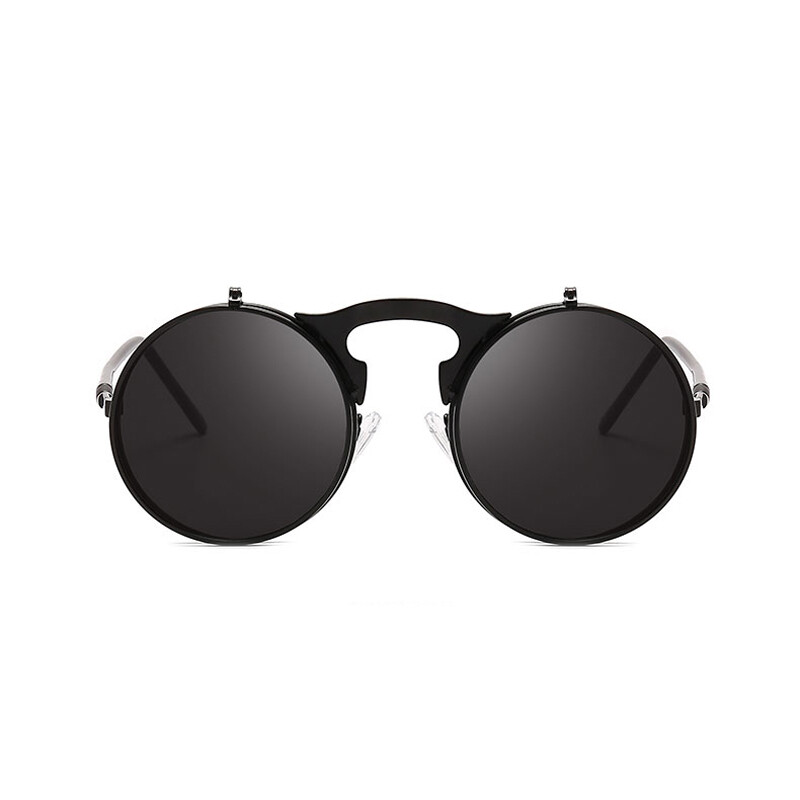 直筆サイン入りジャケット Retro G-style ラップ Vintage Round Flip Up Sunglasses Men Women John Lennon Style