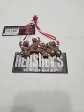 Kurt Adler Holiday Hershey's Bears On Hershey Chocolate Bar Ornament