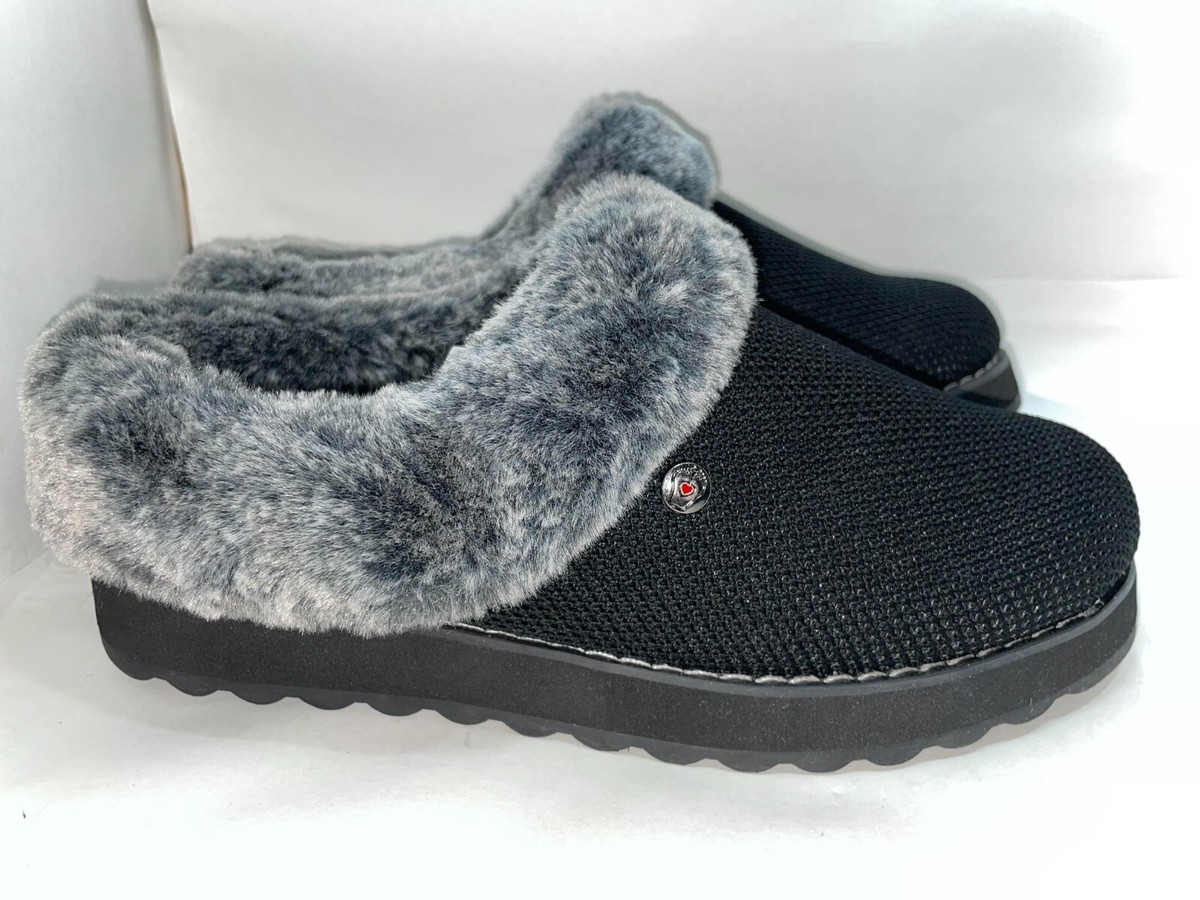 Bobs Skechers Keepsakes Ice Angel Sweater Slipper Women's Size Black New