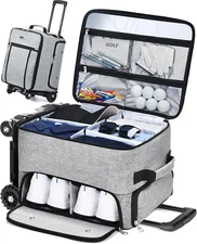 Golf Trunk Organizer with 4 Wheels, 2 Layer Waterproof Car Golf Organizer with S