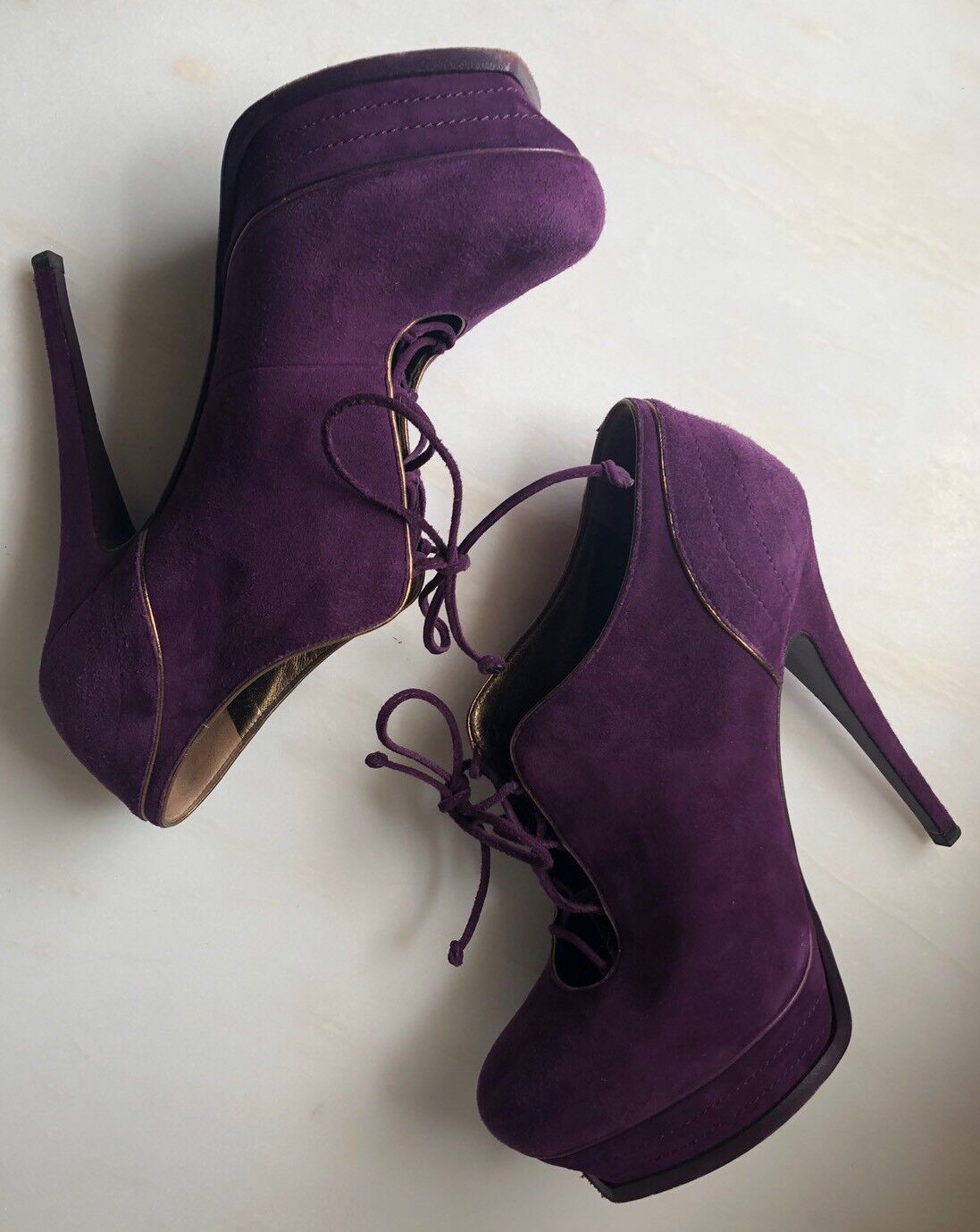Ysl Tribute 105 Richel Bootie, Boots Suede Purple… - image 9