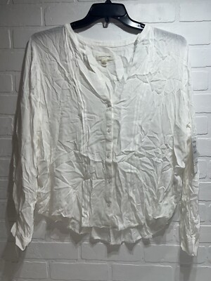 NWT! Nordstrom Treasure & Bond Long Sleeve Button Up Blouse Size Large WHITE