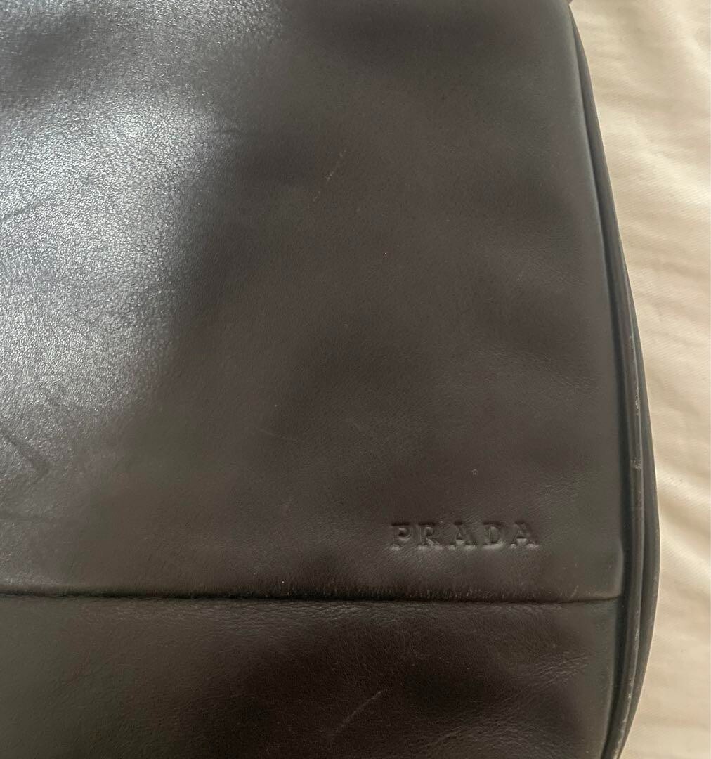 PRADA Vintage Leather Shoulder Bag 1999 FW Large Size Black
