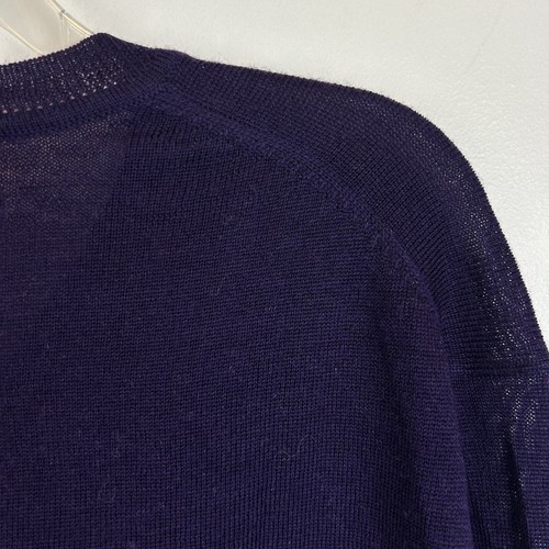 Kenneth Roberts Platinum Sweater Mens L Merino Wool Sweater V Neck Knit Purple - Picture 4 of 8