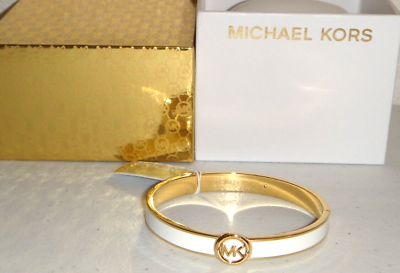Michael Kors Gold S/ Steel & White Enamel Bangle Bracelet Michael Kors Gold S/ Steel & White Enamel Bangle Bracelet