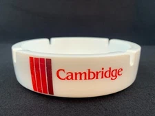 VINTAGE! Cambridge Ashtray Philip Morris Cigarette Milk Glass Heavy Round White