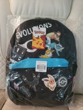 Bioworld Pokemon Eevee Eeveelutions Backback Black and Blue with Eeveelutions 