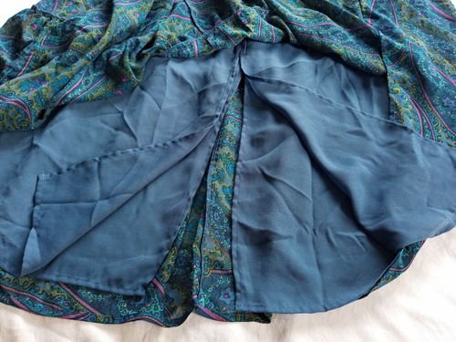 Chadwicks Women's Size 16 Petite Maxi Skirt Tiered Boho Sheer Blue Paisley - Foto 6 di 11