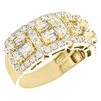10K Gelbgold Rund & Baguette Diamant 12Mm Fancy Ehering 2.40 Karat