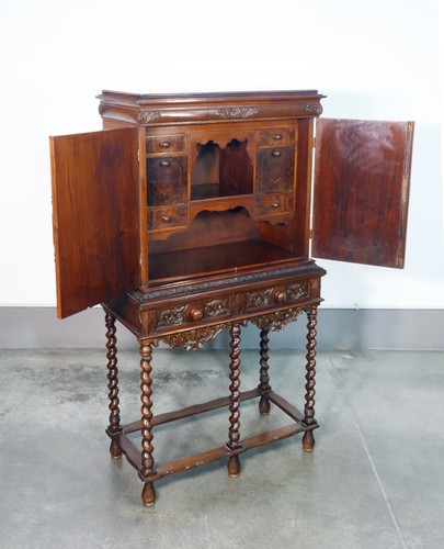 ⚜️ MÜNZKASSETTE SEKRETÄR STIL LUDWIG XIII ABSCHLIESSBAR HOLZ NUSSBAUM WURZEL - Bild 2 von 13