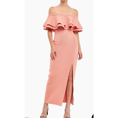 Endless Rose Woman Off the Shoulder Ruffle Maxi Dress with Leg Slit, Size M  | eBay