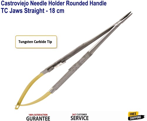 Soporte de aguja de sutura micro castroviejo quirúrgico dental 18 cm recto TC - Imagen 3 de 4