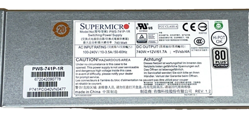Supermicro PWS-741P-1R , 740WATT, 80+ Platinum Hot-Swap Netzteil - 第 4/4 張圖片