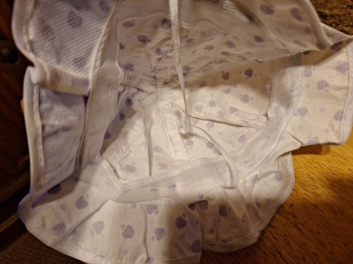 Baby NEW Hat 3"x 6" One size Bucket Purple Apples Cotton - Picture 5 of 6