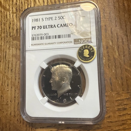 1981-S Type 2 Proof Kennedy Half Dollar NGC PF/70 Ultra Cameo ECC CERTIFIED  