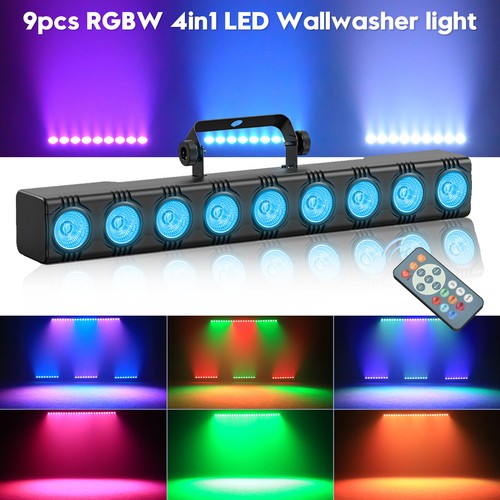 4PCS RGB Wall Wash Light Bar 9 LED DMX Stage DJ Beam Lighting Disco Party Effect - Picture 16 of 29