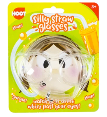 HOOT Silly Drinking Straw Glasses Funny Joke Kids Birthday Party Fun Clear Straws UK