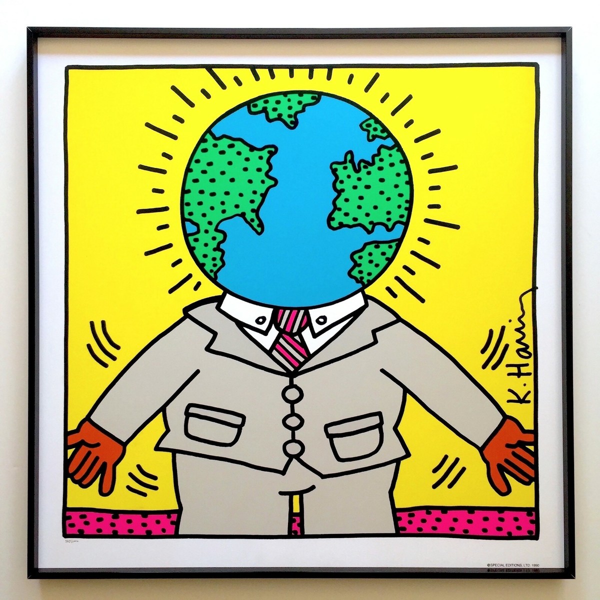 KEITH HARING アート作品 未使用 KEITH HARING RARE 1990 LMTD ED FRAMED POP ART SILKSCREEN