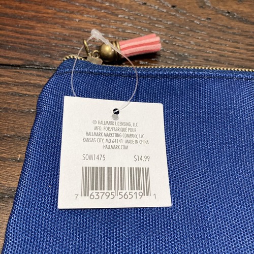 NWT Hallmark Pencil Pouch Make-Up Bag Blue Floral 6"x8" - Picture 5 of 8