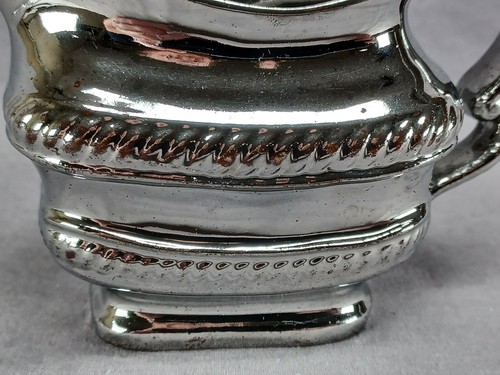 Antique English Silver Luster Redware Molded Rope Border Creamer Circa 1820s B - Picture 5 of 7