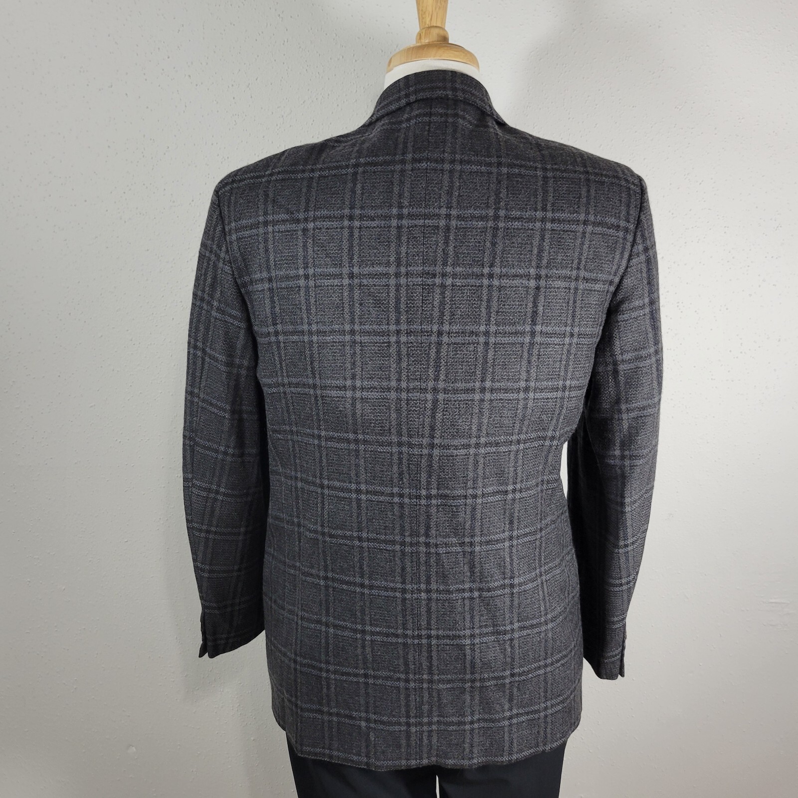 Valentino Uomo Men's Sport Coat Blazer Two Button Gray Plaid Wool US 42R ITALY thumbnail 8